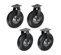 Relaxdays 2x fixed castors + 2x swivel castors, pneumatic heavy-duty wheels 3.00-4, 120 kg, black/silver