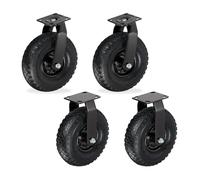 Relaxdays 2x fixed castors + 2x swivel castors set, pneumatic heavy-duty wheels 3.00-4, plate mount 120 kg, black