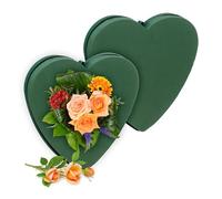 Relaxdays 2X Floral Foam for Fresh Flowers, Heart, for Arrangements and Crafting, Decorations, 26.5 x 26.5 x 4 cm, Green
