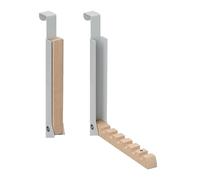 Relaxdays 2X Foldable Door Hanger, for Clothes, Coats, Suits, Hooks for 6 Items, Metal & Wood, Fits 2 cm Doors, Grey