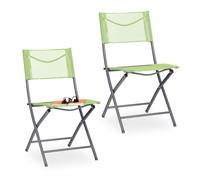 Relaxdays 2x Foldaway Garden Chair Green