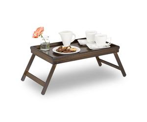 Relaxdays 2x Folding Dark Brown Bed Tray