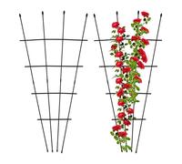 Relaxdays 2X Garden Trellis, Metal & Plastic, HWD: 122 x 59 x 1.5 cm, Growing Support Flowers & Climbing Plants, Black