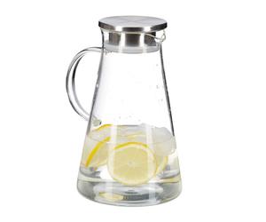 Relaxdays 2x Glass Pitcher with Lid 1.8 L