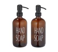 Relaxdays 2x Glass Soap Dispenser "Hand Soap"