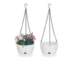 Relaxdays 2x Hanging Planters with Water Reservoir