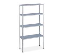 Relaxdays 2x Heavy Duty Shelving 4 Shelves Silver
