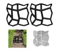 Relaxdays Concrete Mould, 2X Set, Irregular Shape, Cement Cast, Pavement Stone, Patio, Plaster, HxWxD: 4x42x42cm, Black