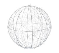 Relaxdays 2X LED Decoration Light Ball, Battery-Powered, Free-Standing & Hanging, Extra Long Cable, Ø 20 cm, Silver