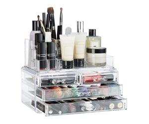 Relaxdays 2x Make Up Organiser, Transparent