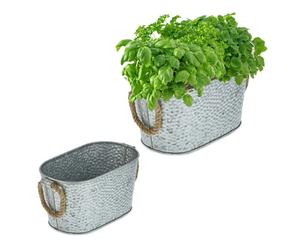 Relaxdays 2x Oval Zink Planters in Different Sizes