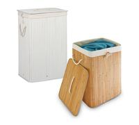 Relaxdays 2x Rectangular Bamboo Laundry Hampers