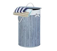 Relaxdays 2x Round Bamboo Laundry Baskets in Grey