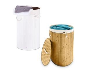 Relaxdays 2x Round Laundry Hamper Natural & White
