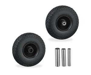 Relaxdays 2x Sack Truck Wheels 3.00-4 Solid Rubber