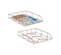 Relaxdays 2x Set Desk Organiser Rose Gold