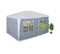 Relaxdays 2x Set Gazebo Side Panels Blue Stripe