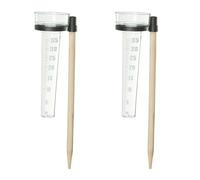 Relaxdays 2x Set Rain Gauge with Wooden Stick