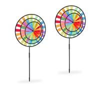 Relaxdays 2x Set Rainbow Pinwheel