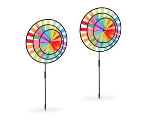 Relaxdays 2x Set Rainbow Pinwheel