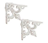 Relaxdays 2x Shelf Brackets, Cast Iron, Rack Support, Vintage Look, HWD: 14.5 x 3.5 x 14.5 cm, Angle for Shelves, White