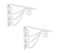 Relaxdays 2x Shelf Brackets, Rack Support, Cast Iron, Vintage Look, HWD: 23.5 x 4 x 18 cm, Angle for Shelves, White