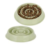 Relaxdays 2x Slow Feeder Bowl, Anti Gulping, Food for Dogs, 400ml, Eat Slowly, Dishwasher Safe, Spiral, Light Green
