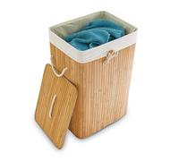 Relaxdays 2x Square Bamboo Laundry Baskets