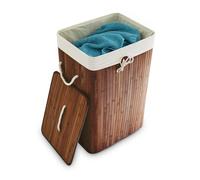 Relaxdays 2x Square Bamboo Laundry Baskets, Brown