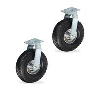 Relaxdays 2x Swivel Castor with Pneumatic Tyres