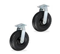 Relaxdays 2x Swivel Castor with Pneumatic Tyres