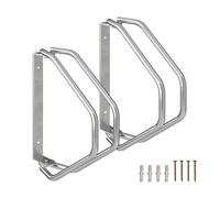 Relaxdays 2X Wall-Mounted Bicycle Stand, Sturdy Steel, 180° Swivelling Bike Holder, Space-Saving Single Parker, Silver, 10 x 8.5 x 8.5 cm