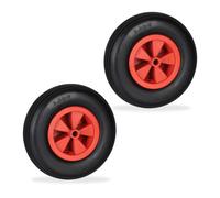 Relaxdays 2x Wheelbarrow Wheel 3.50-6'' Red/Black