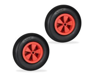 Relaxdays 2x Wheelbarrow Wheel 3.50-6'' Red/Black