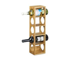 Relaxdays 2x Wine Rack, HWD: 53 x 14 x 12 cm, Bottle Holder, 5 Levels, Modern, Horizontal Storage, Stackable, Natural