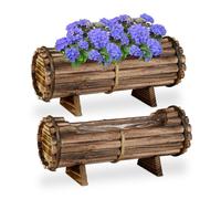 Relaxdays 2x Wooden Flower Box