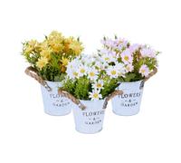 Relaxdays 3 Artificial Bouquets in Pots