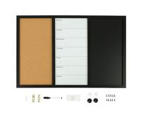 Relaxdays 3-in-1 board 60x90 cm, whiteboard, pinboard, chalkboard, in ccessories, magnetic memo board, multicolour