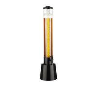 Relaxdays Beer Tower with Tap, 3 litres, Drinks Dispenser with Cooler, for Garden & Parties, 81 cm Tall, Clear/Black