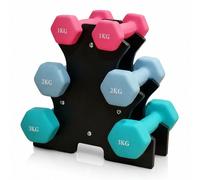 Relaxdays 3 pairs of dumbbells (1-3 kg) with stand