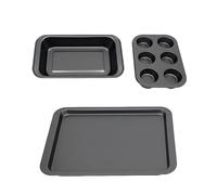 Relaxdays 3-Piece Baking Tin Set-Muffin, Loaf, Roasting Tins, Non-Stick, Carbon Steel, 230°C, Dark Grey, 37×25.5 cm