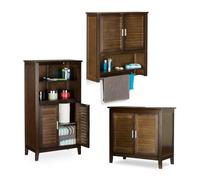 Relaxdays 3-piece bamboo bathroom cabinet set