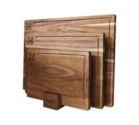 Relaxdays Cutting Boards with Juice Groove, 3 Sizes, Stand, Hygienic Acacia Wood, Non-Slip, Brown, 40 x 30 x 1.5 cm