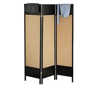 Relaxdays 3 Piece Free-Standing Privacy Screen, H x W: 179 x 132 cm, Folding Room Divider, Wood, Black/Light Brown