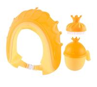 Relaxdays 3-piece Hair Rinse Cup Set, Crown Design, Shower Cap & Brush, Tear-Free Shampoo Guard, Yellow-Orange