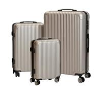 Relaxdays 3-Piece Hard-Shell Luggage Set, 4-Wheel, Telescopic Handle, Combination Lock, Silver, 75x48x29cm