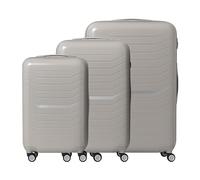 Relaxdays 3-Piece Hard-Shell Luggage Set with Telescopic Handle, TSA Lock, 4 Swivel Wheels, in Beige, 75x48x29 cm