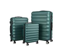 Relaxdays 3-Piece Hard Shell Suitcase Set with 4 Wheels, Telescopic Handle, Combination Lock - Petrol (75x48x29 cm)