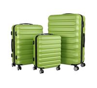 Relaxdays 3-Piece Hardshell Luggage Set with 4 Wheels, Telescopic Handle, Combination Lock, Light Green, 75x48x29 cm