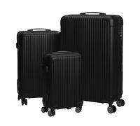 Relaxdays 3-Piece Hardshell Suitcase Set with 4 Wheels, Telescopic Handle, Combination Lock, 75x48x29cm, Black